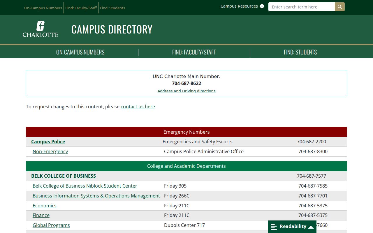 Cornelius people directories UNC Charlotte faculty and staff search