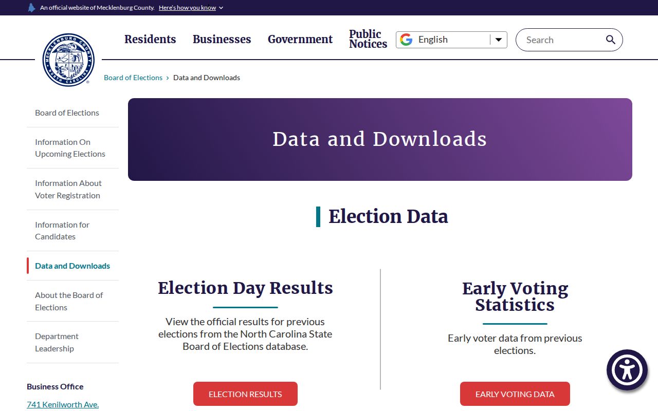 Cornelius voter records and Mecklenburg election data request options
