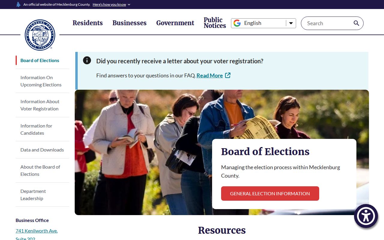 Cornelius voter records services at the Mecklenburg Board of Elections